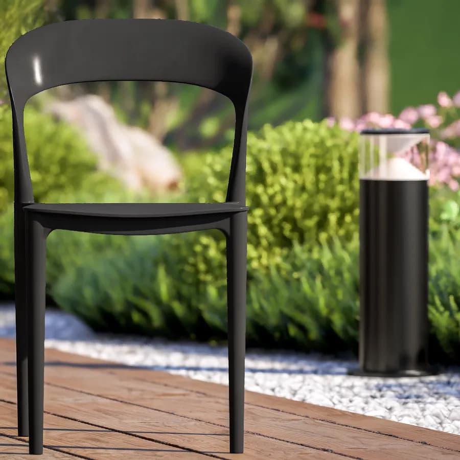 Sedia impilabile da giardino in polipropilene nera - Valda