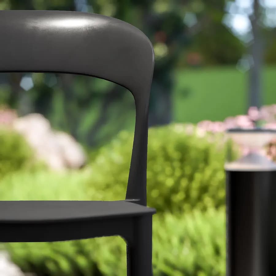 Sedia impilabile da giardino in polipropilene nera - Valda