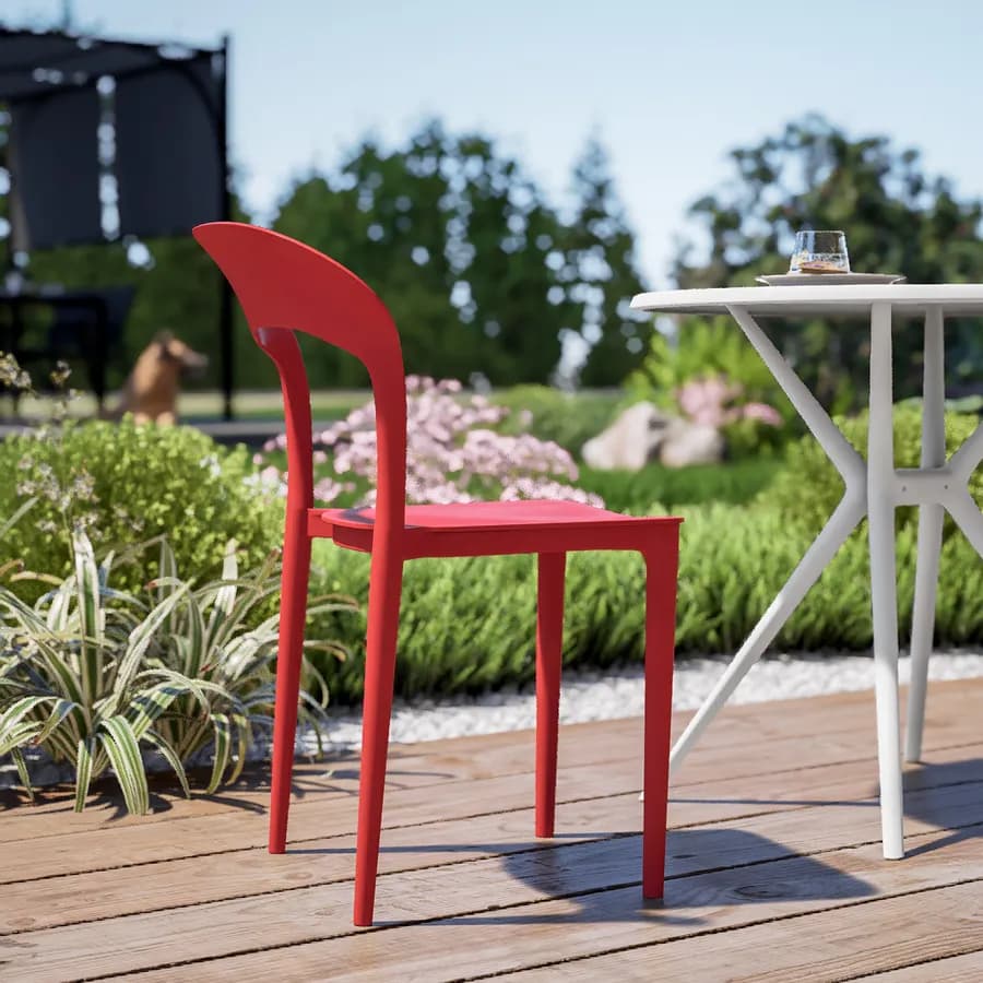 Sedia impilabile da giardino in polipropilene rosso - Valda