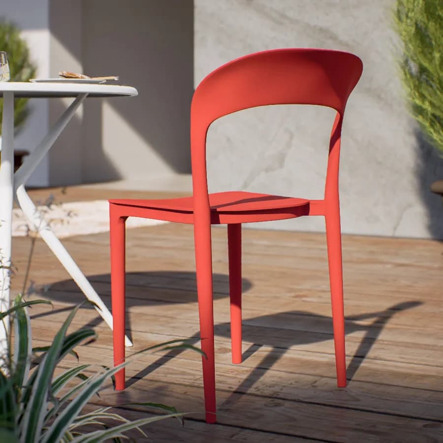 Sedia impilabile da giardino in polipropilene rosso - Valda