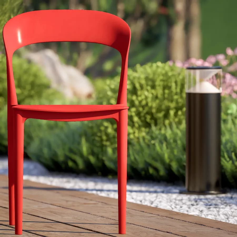 Sedia impilabile da giardino in polipropilene rosso - Valda