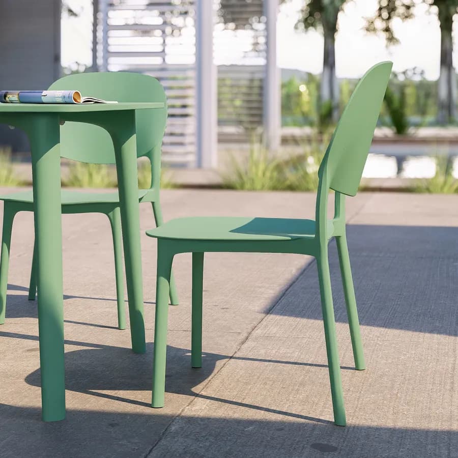 Sedia impilabile da giardino in polipropilene verde giada - Qalis
