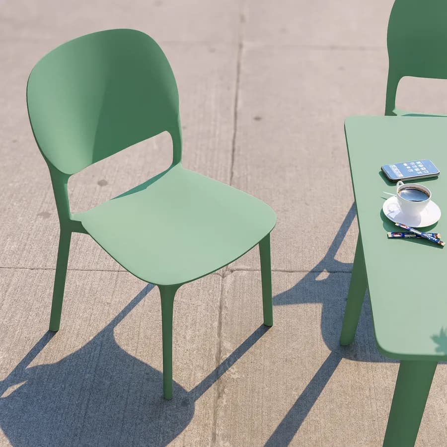 Sedia impilabile da giardino in polipropilene verde giada - Qalis