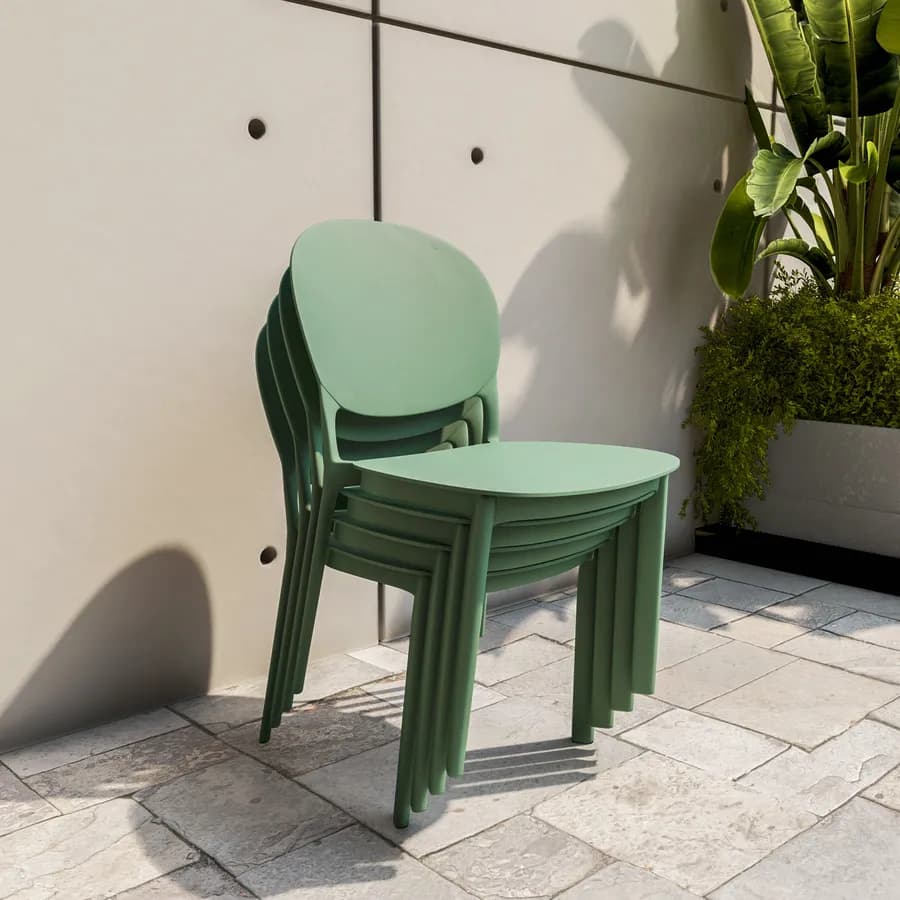 Sedia impilabile da giardino in polipropilene verde giada - Qalis