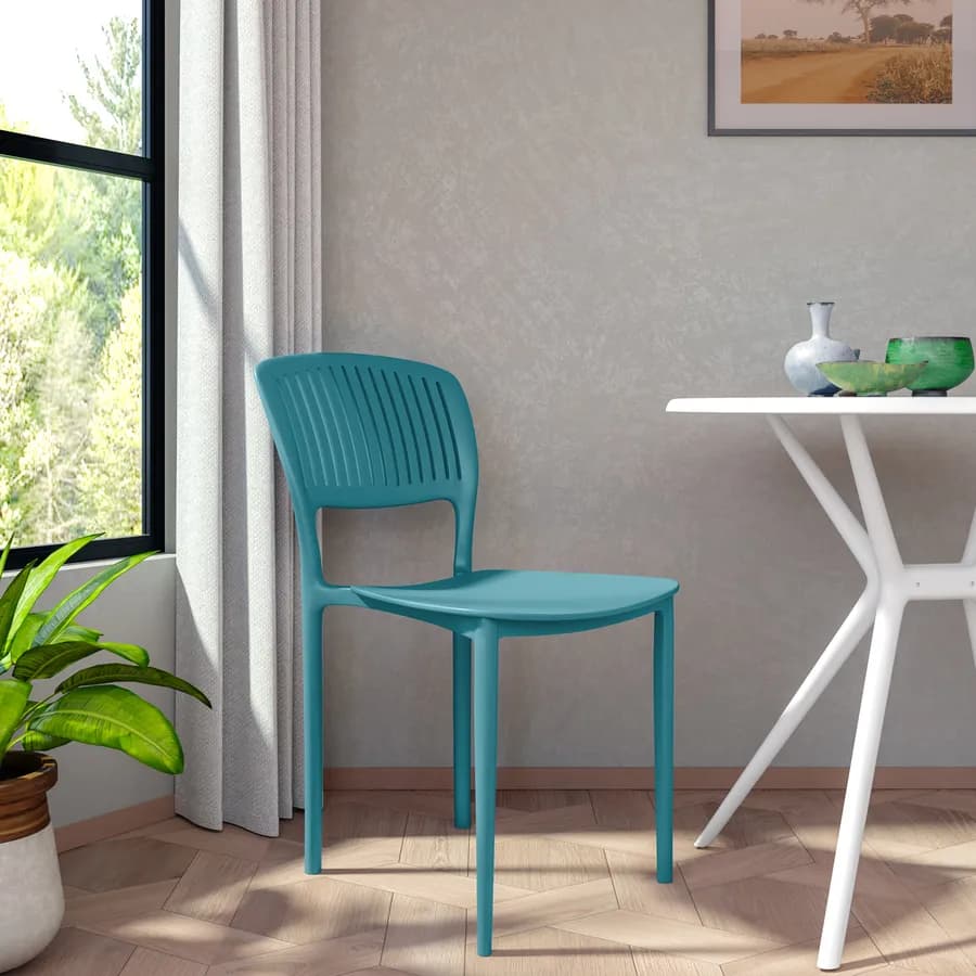 Sedia impilabile in polipropilene blu maldive - Yessir
