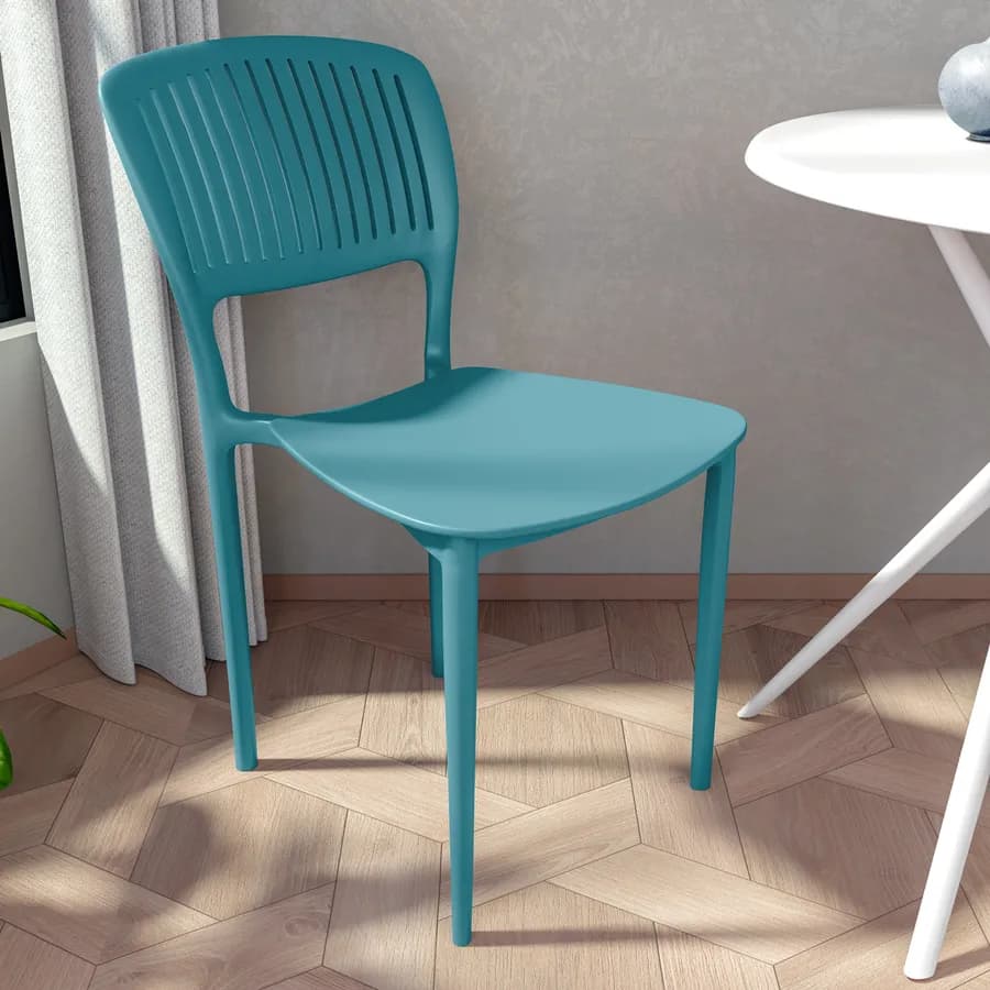 Sedia impilabile in polipropilene blu maldive - Yessir