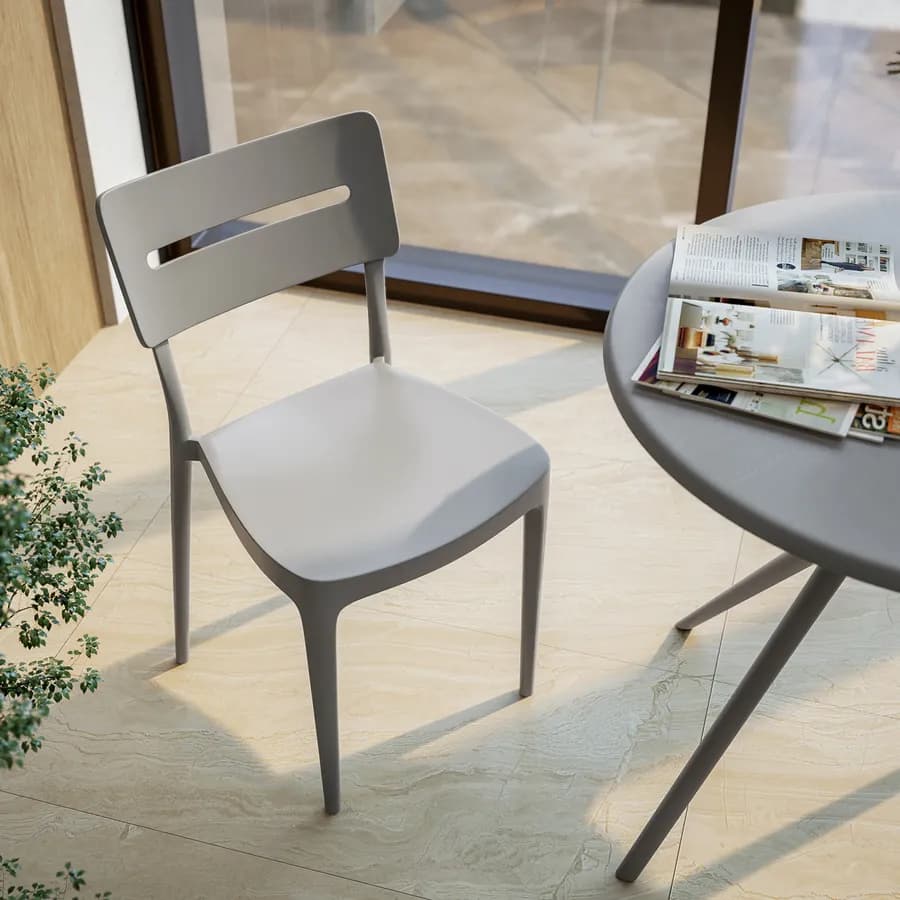 Sedia impilabile in polipropilene grigio - Deanna