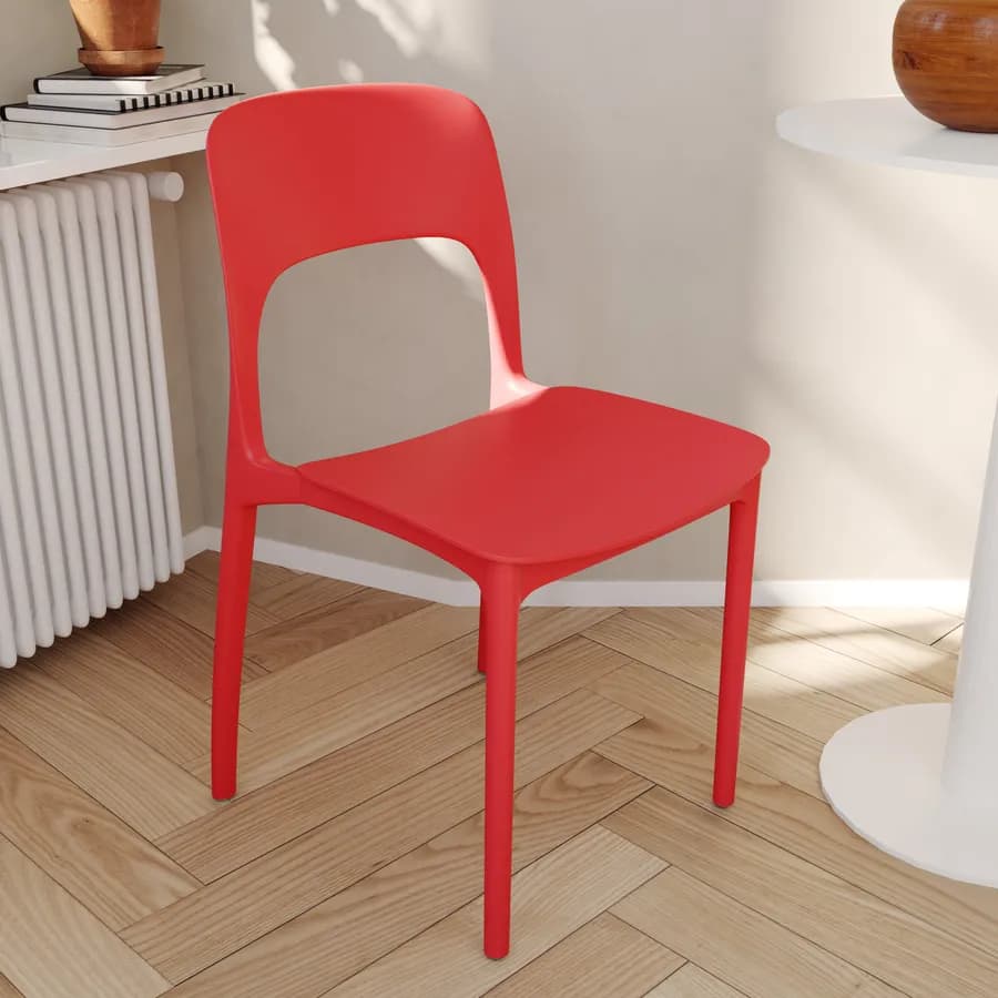 Sedia impilabile in polipropilene rosso - Arabella