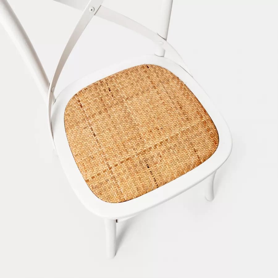 Sedia in legno di olmo bianco con seduta in rattan - Giulietta