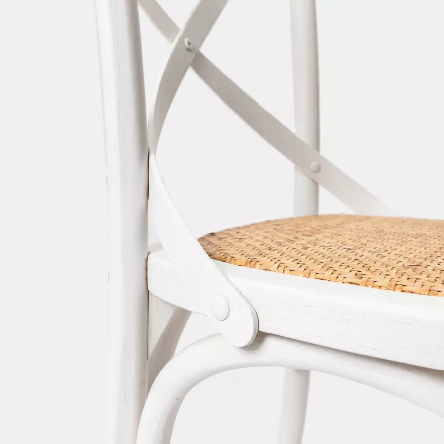 Sedia in legno di olmo bianco con seduta in rattan - Giulietta