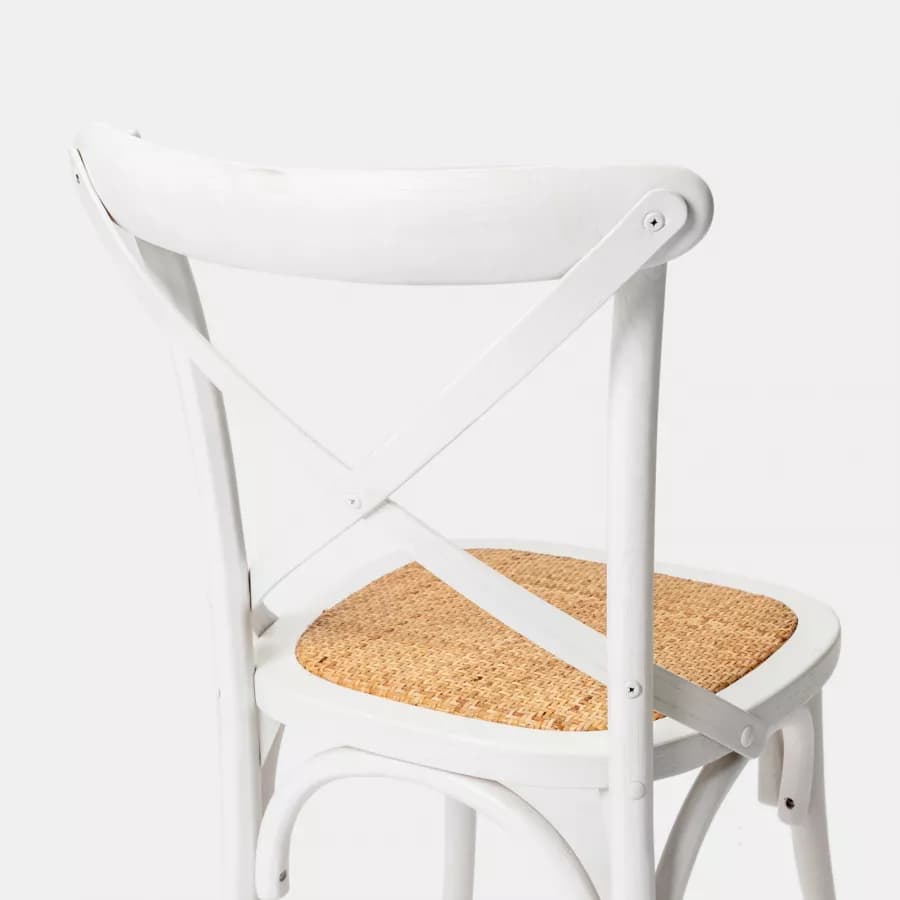 Sedia in legno di olmo bianco con seduta in rattan - Giulietta