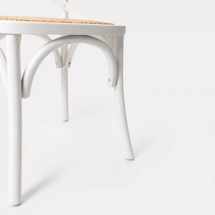 Sedia in legno di olmo bianco con seduta in rattan - Giulietta