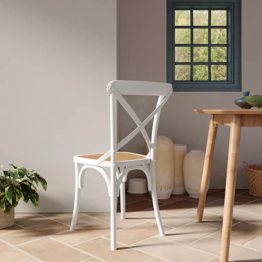Sedia in legno di olmo bianco con seduta in rattan - Giulietta