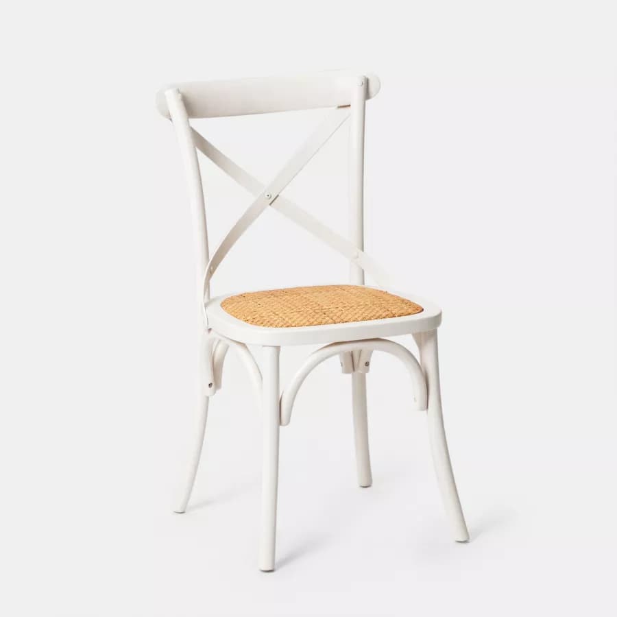 Sedia in legno di olmo bianco con seduta in rattan - Giulietta