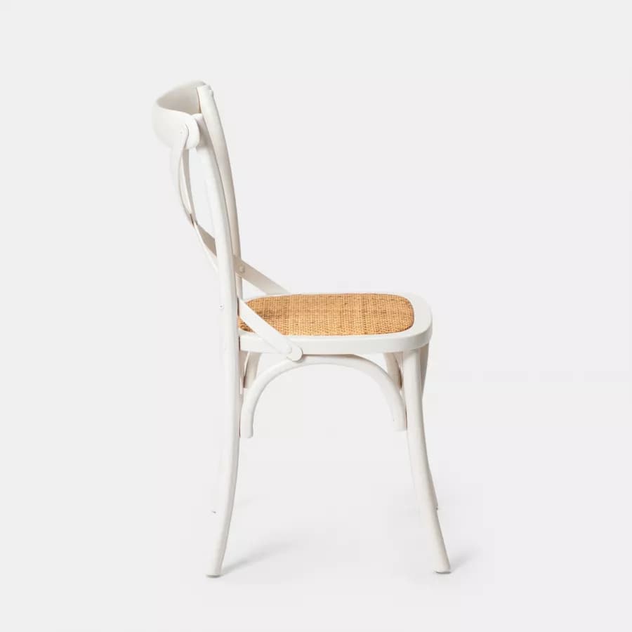 Sedia in legno di olmo bianco con seduta in rattan - Giulietta