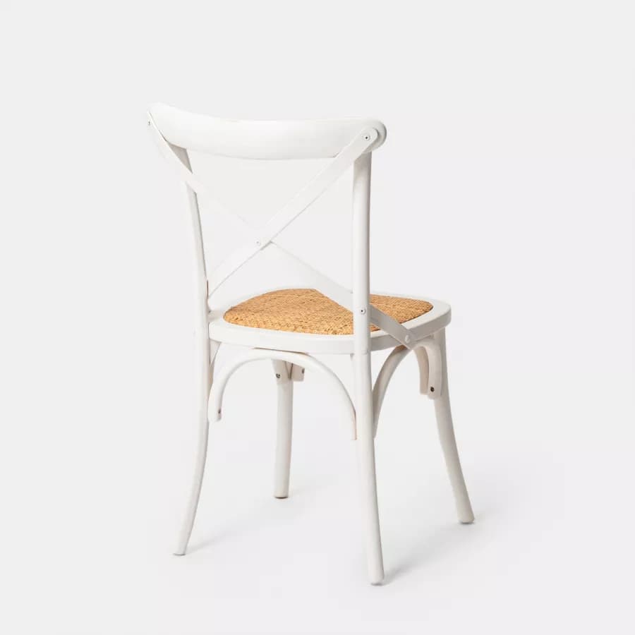 Sedia in legno di olmo bianco con seduta in rattan - Giulietta