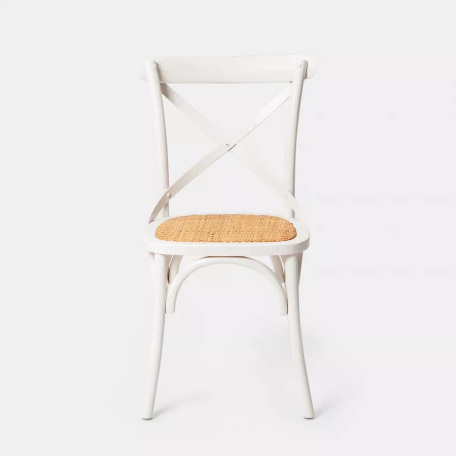 Sedia in legno di olmo bianco con seduta in rattan - Giulietta