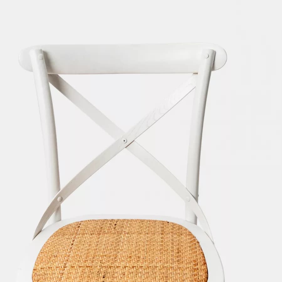 Sedia in legno di olmo bianco con seduta in rattan - Giulietta