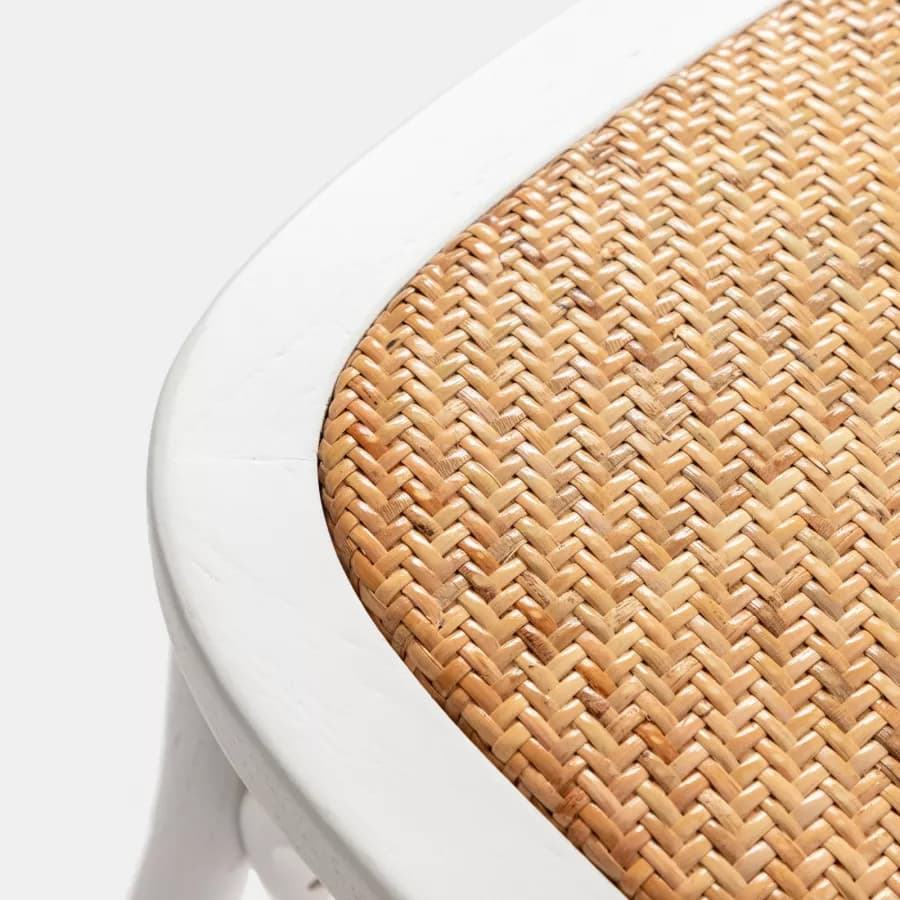 Sedia in legno di olmo bianco con seduta in rattan - Giulietta