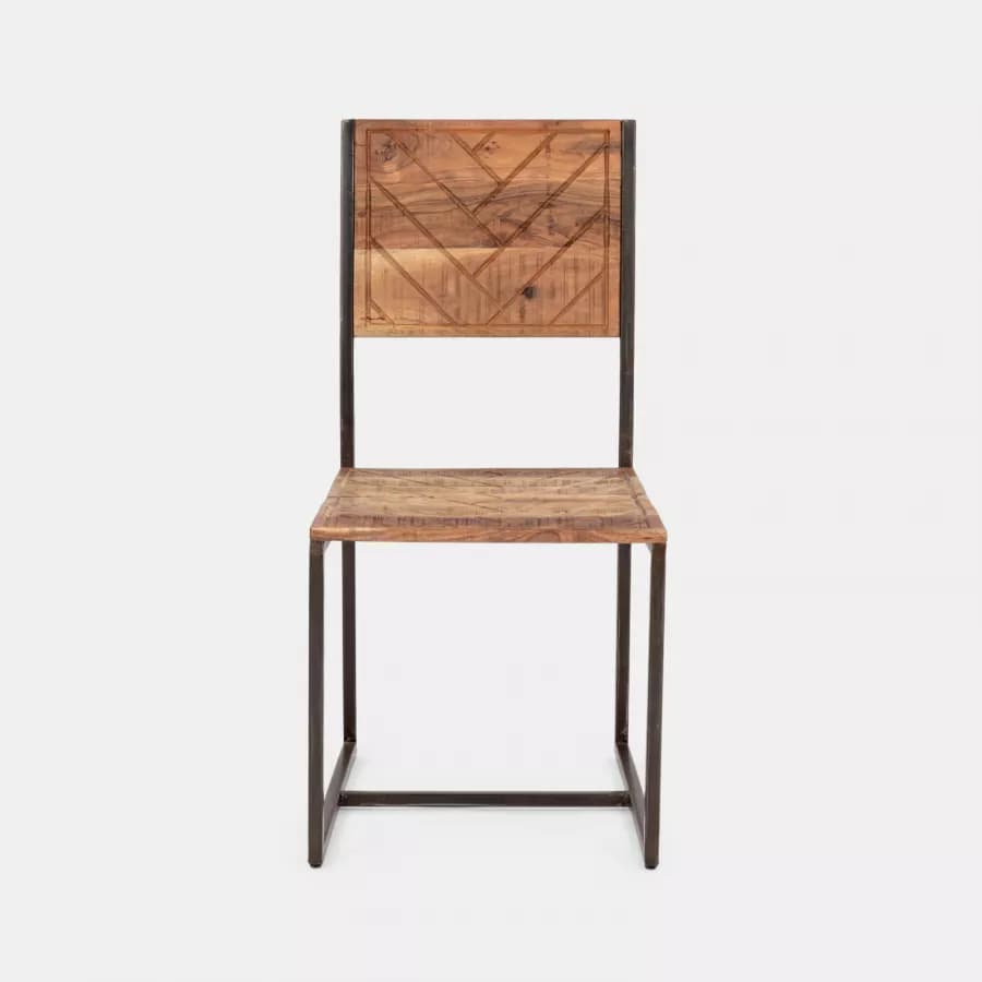 Sedia in legno di acacia con gambe a slitta in metallo nero - Freia Acacia