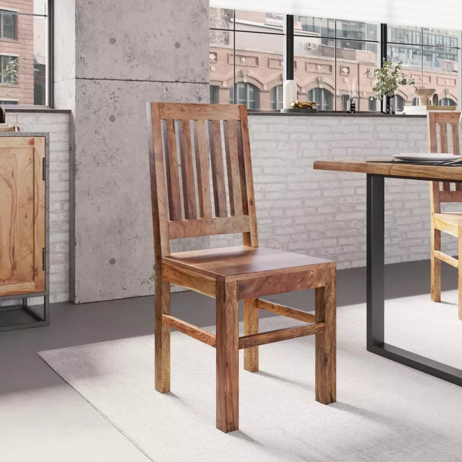 Sedia in legno con schienale a doghe - Freia Acacia
