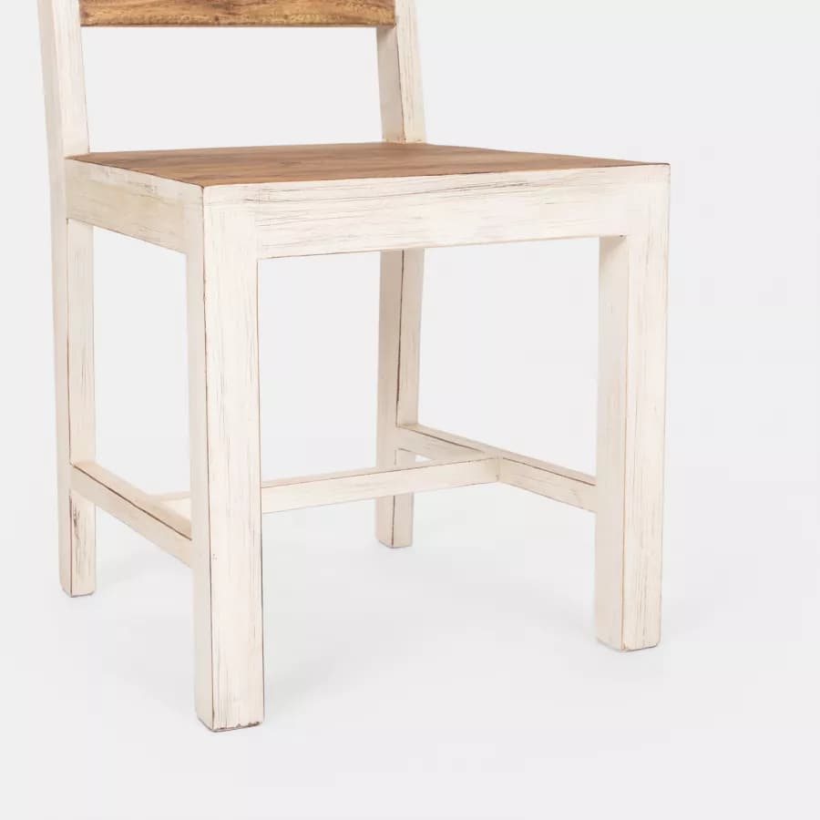 Sedia in legno di acacia bianco e rovere chiaro - Freia Stone