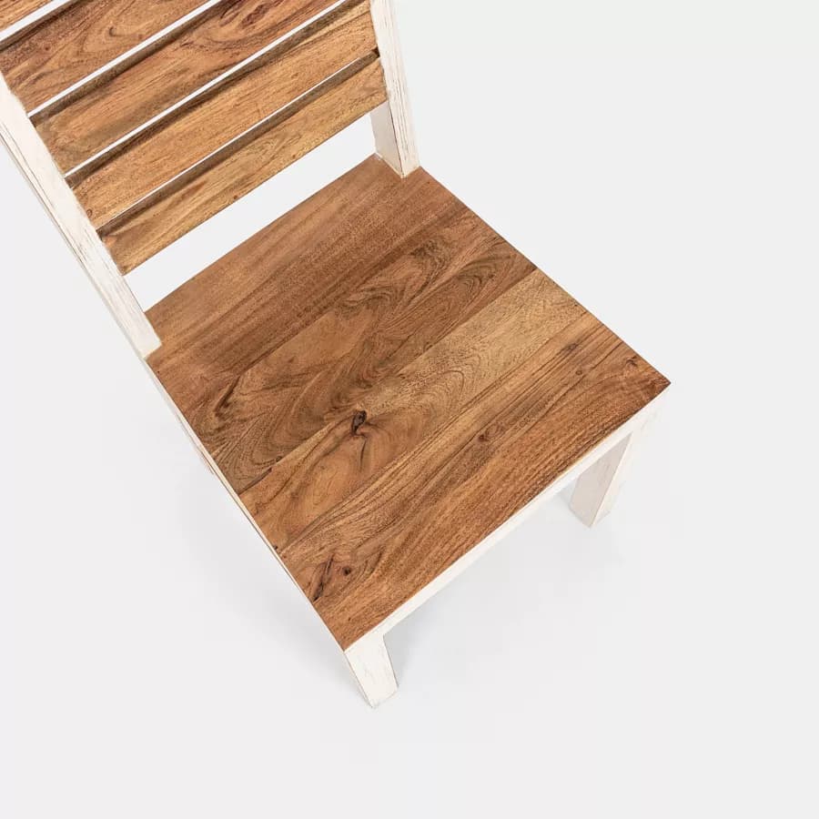 Sedia in legno di acacia bianco e rovere chiaro - Freia Stone
