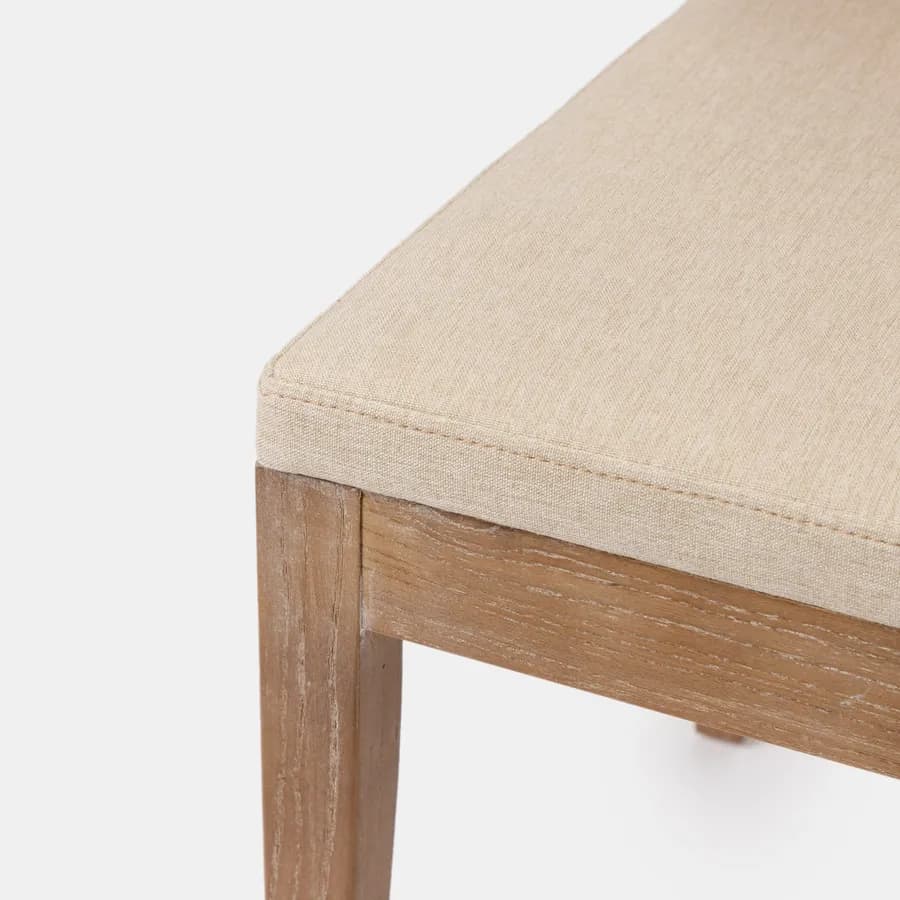 Sedia in legno di olmo scuro con schienale in rattan e cuscino in tessuto beige - Bodin
