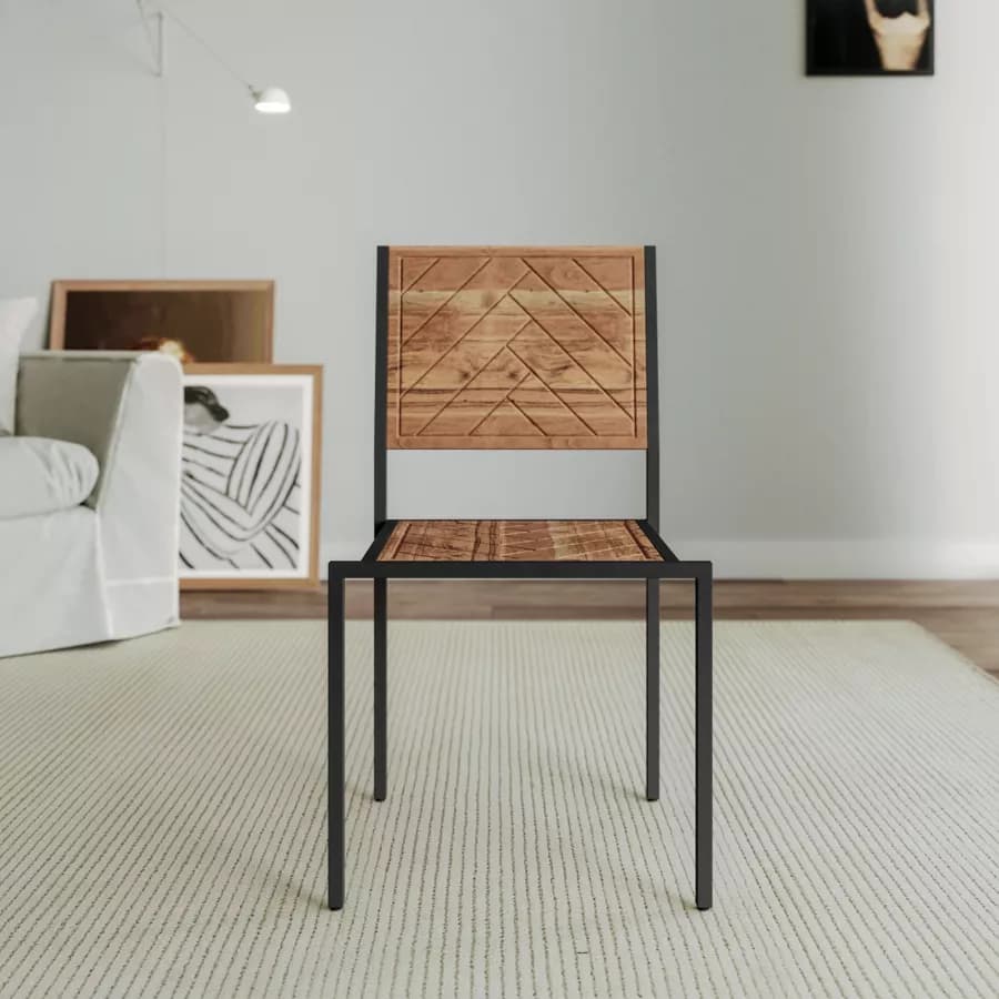Sedia in legno di acacia e metallo nero - Freia Acacia