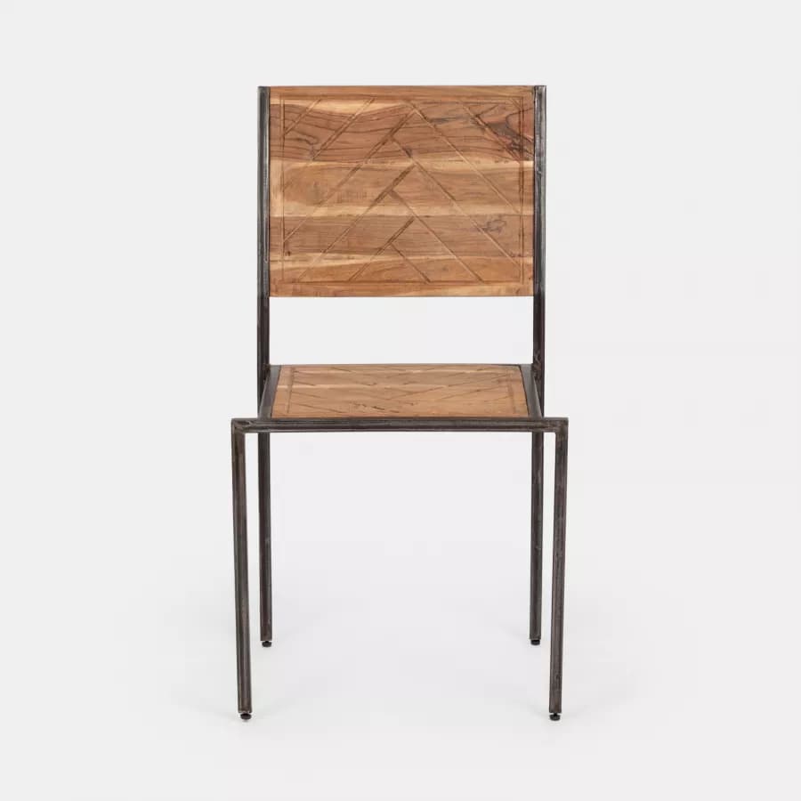 Sedia in legno di acacia e metallo nero - Freia Acacia