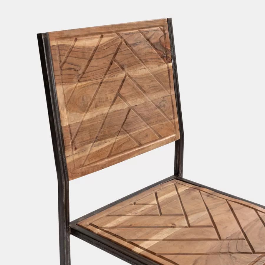 Sedia in legno di acacia e metallo nero - Freia Acacia