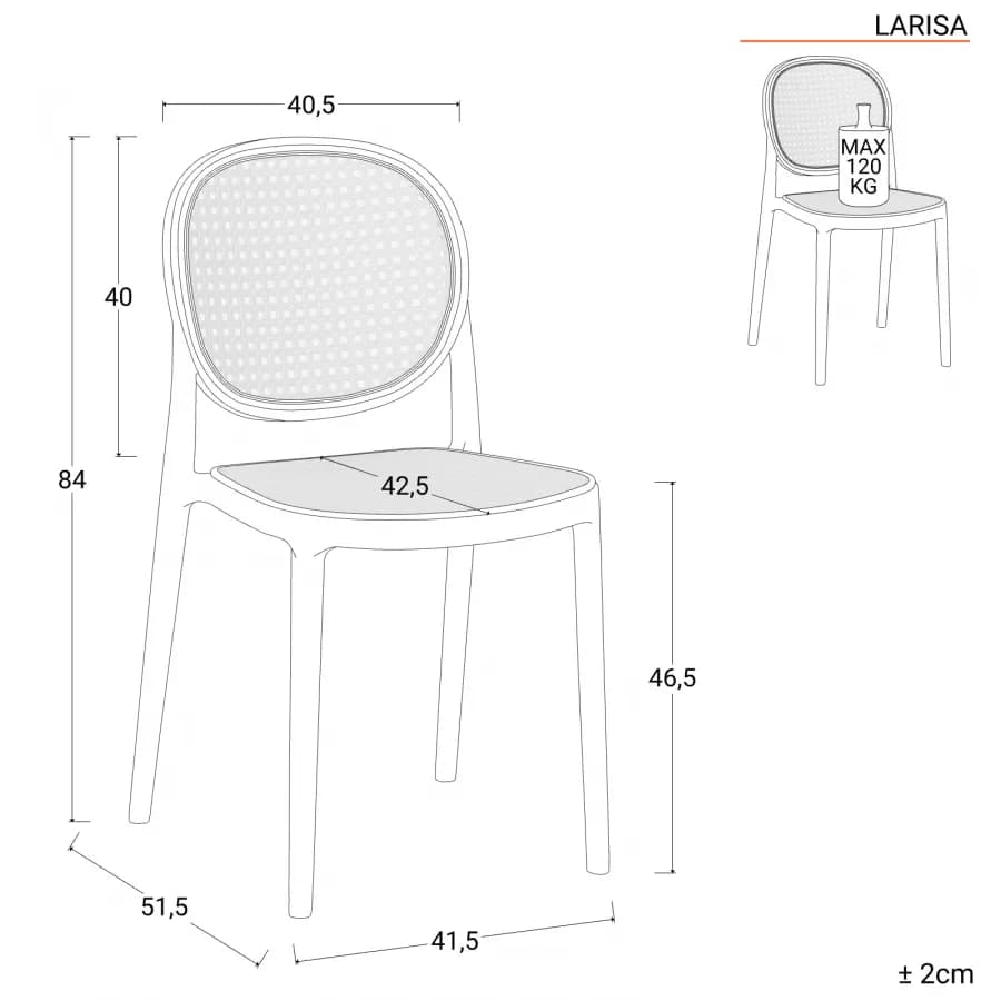 Sedia in polipropilene bianco con seduta e schienale effetto paglia - Larisa