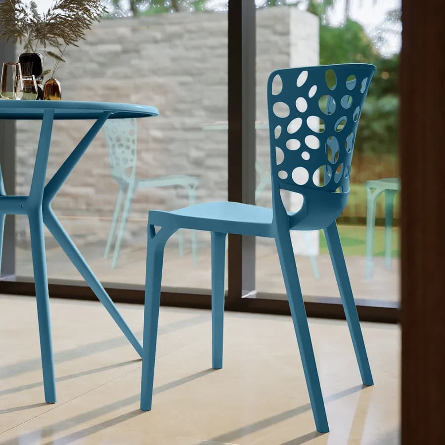 Sedia impilabile in polipropilene blu maldive - Laurus