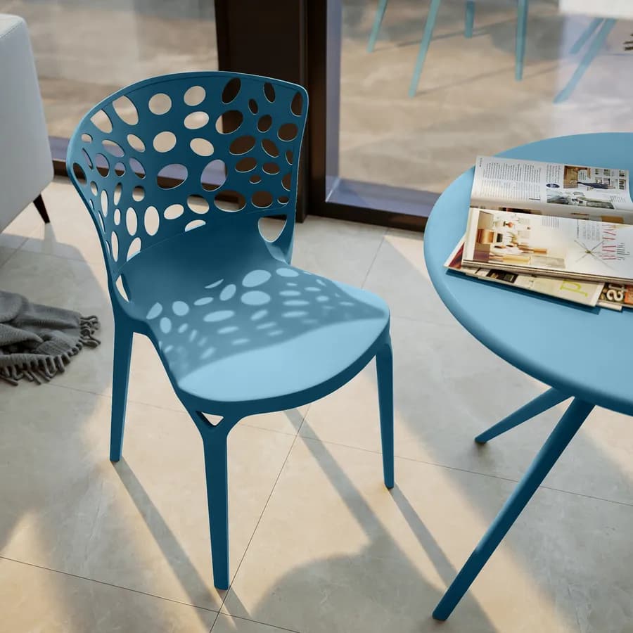 Sedia impilabile in polipropilene blu maldive - Laurus