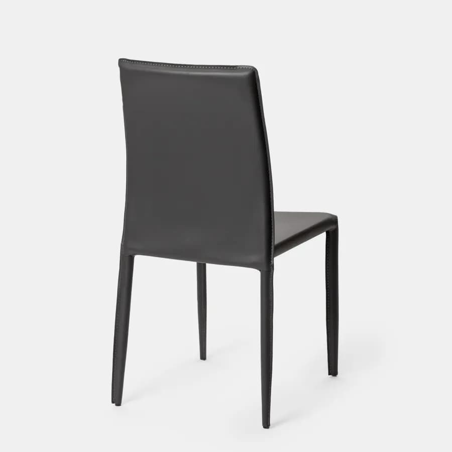 Sedia in similpelle antracite con gambe in metallo rivestite - Manfredi