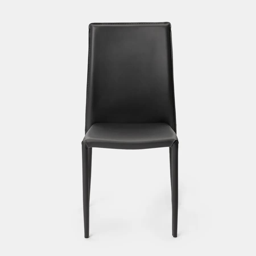 Sedia in similpelle antracite con gambe in metallo rivestite - Manfredi