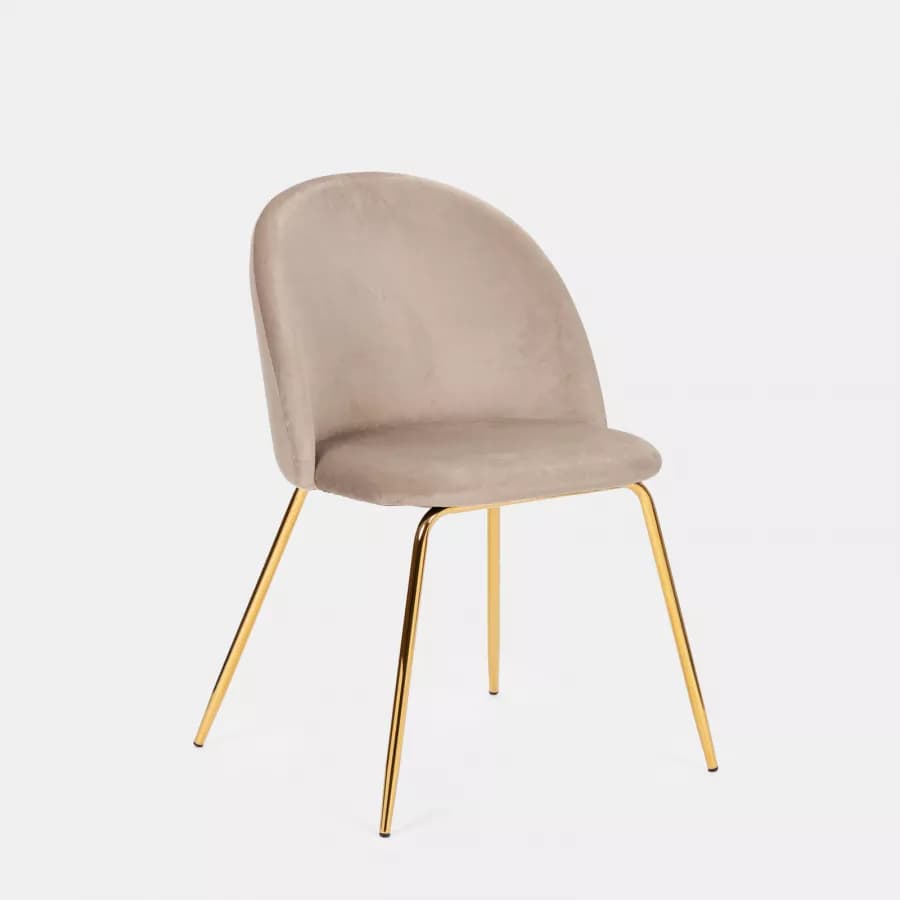 Sedia in velluto tortora con gambe oro - Melt
