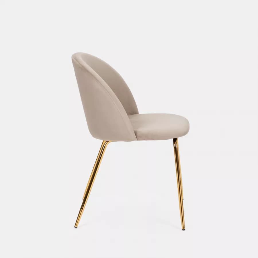 Sedia in velluto tortora con gambe oro - Melt