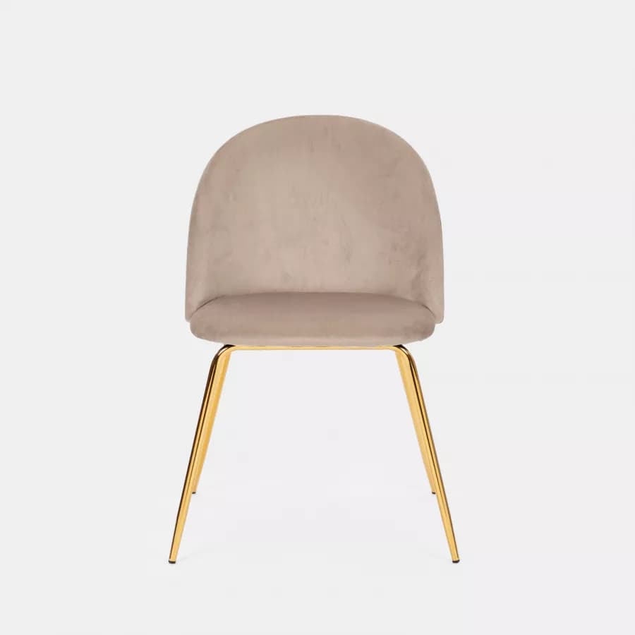 Sedia in velluto tortora con gambe oro - Melt