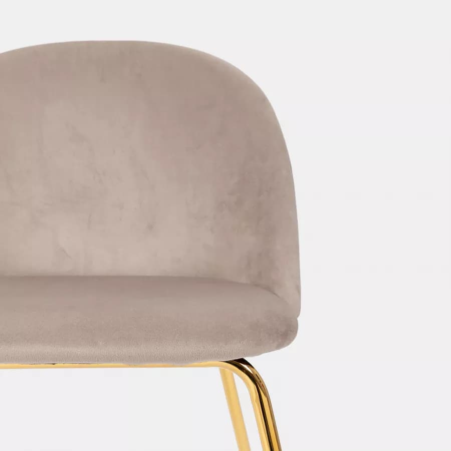 Sedia in velluto tortora con gambe oro - Melt