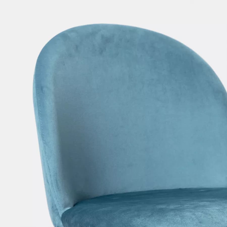 Sedia in velluto blu avio con gambe in metallo cromo - Zilla