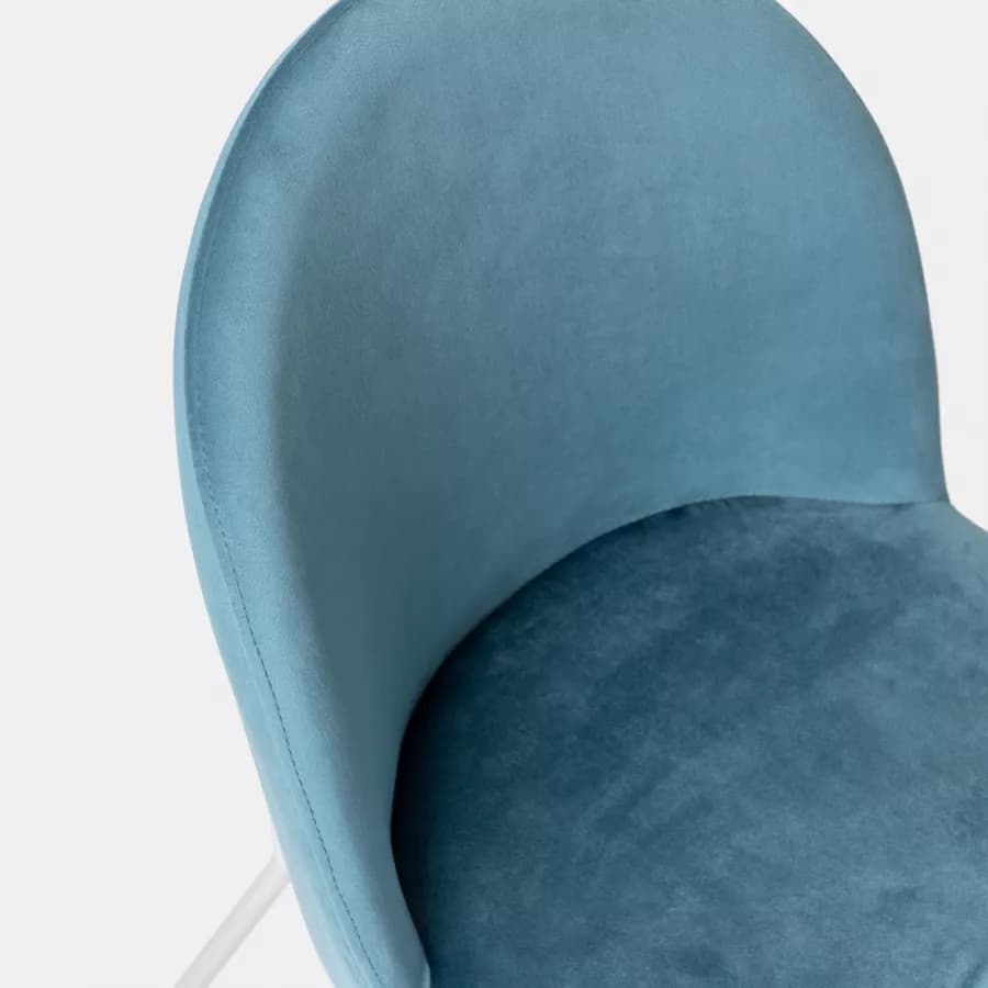 Sedia in velluto blu avio con gambe in metallo cromo - Zilla