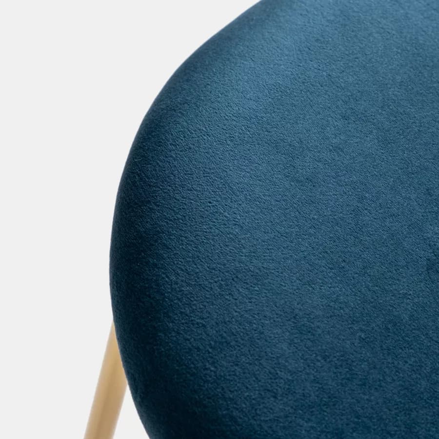 Sedia in velluto blu petrolio con gambe in metallo finitura oro - Zilla