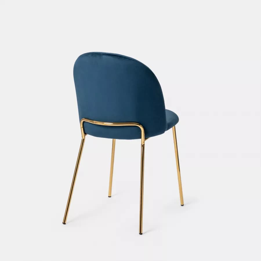 Sedia in velluto blu petrolio con gambe in metallo finitura oro - Zilla