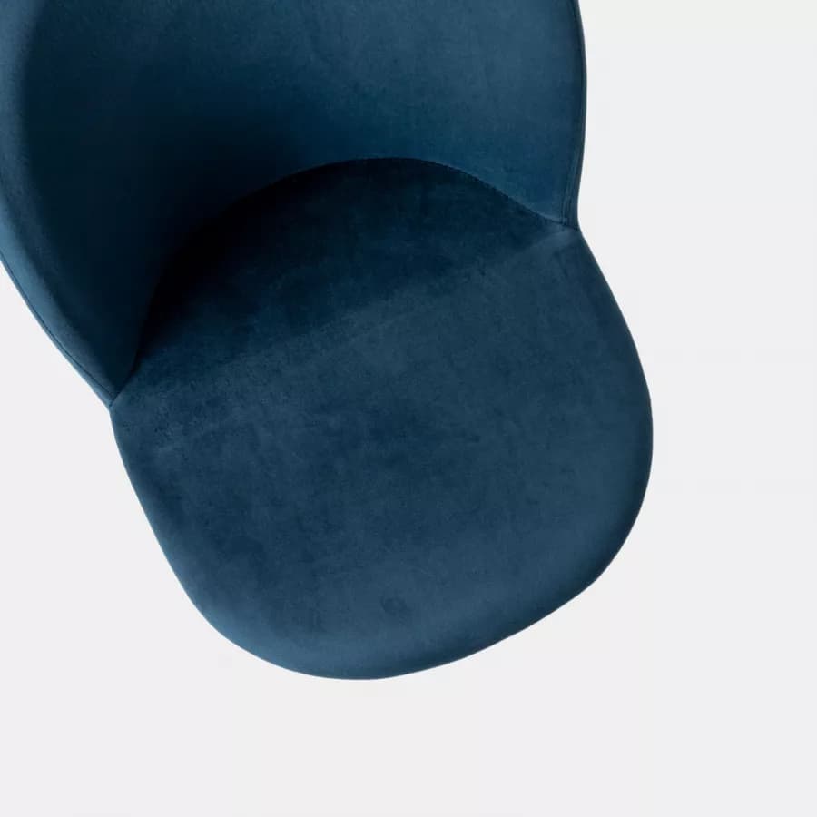 Sedia in velluto blu petrolio con gambe in metallo finitura oro - Zilla