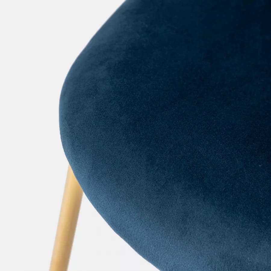 Sedia in velluto blu petrolio con gambe in metallo finitura oro - Zilla