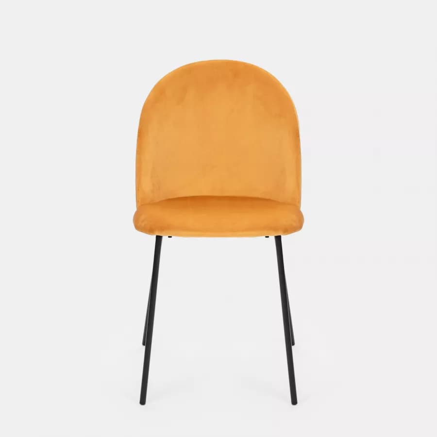Sedia in velluto giallo ocra con gambe in metallo nero - Zilla