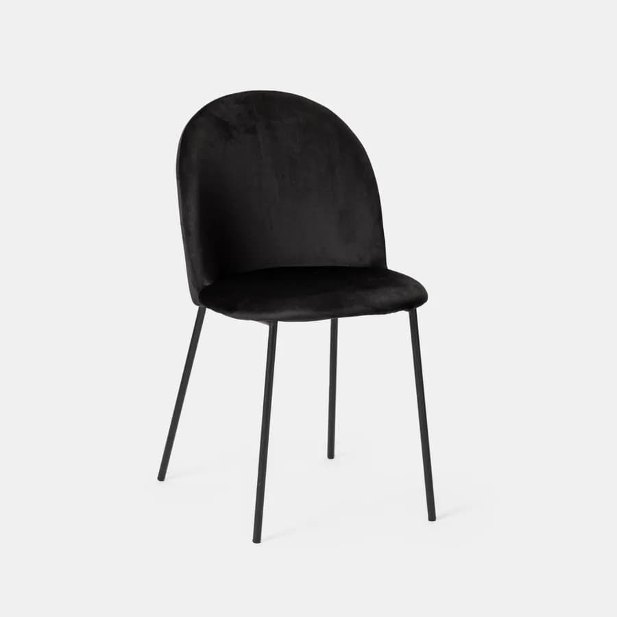 Sedia in velluto nero con gambe in metallo - Zilla