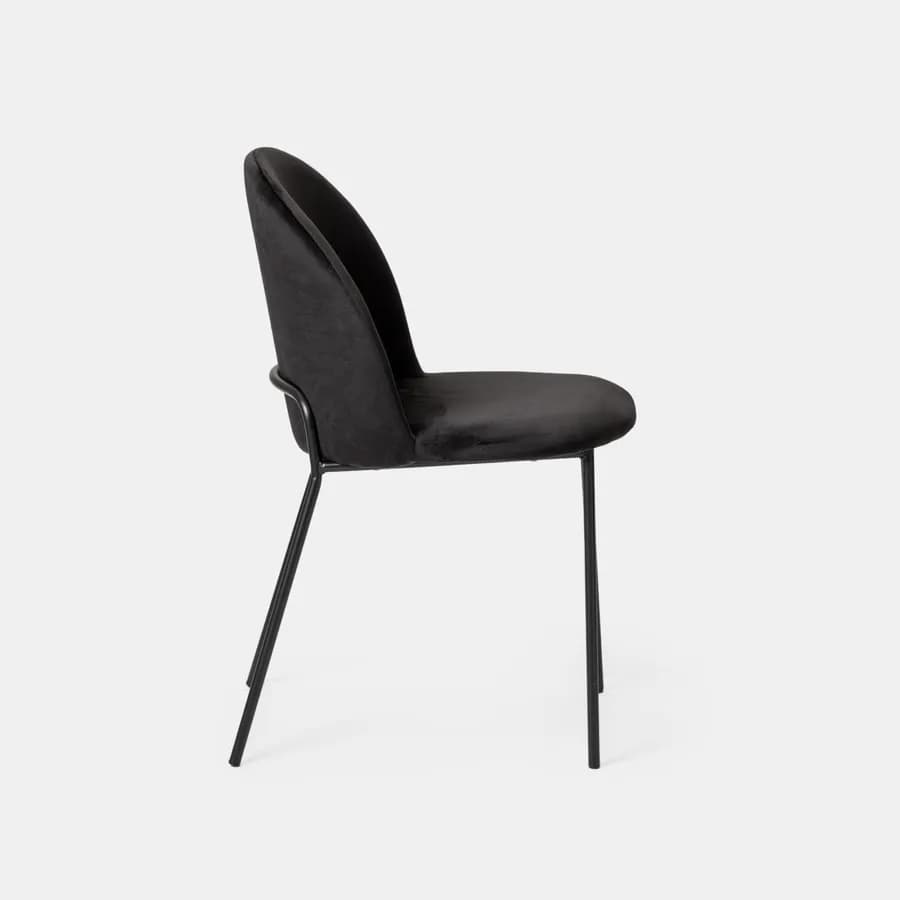 Sedia in velluto nero con gambe in metallo - Zilla
