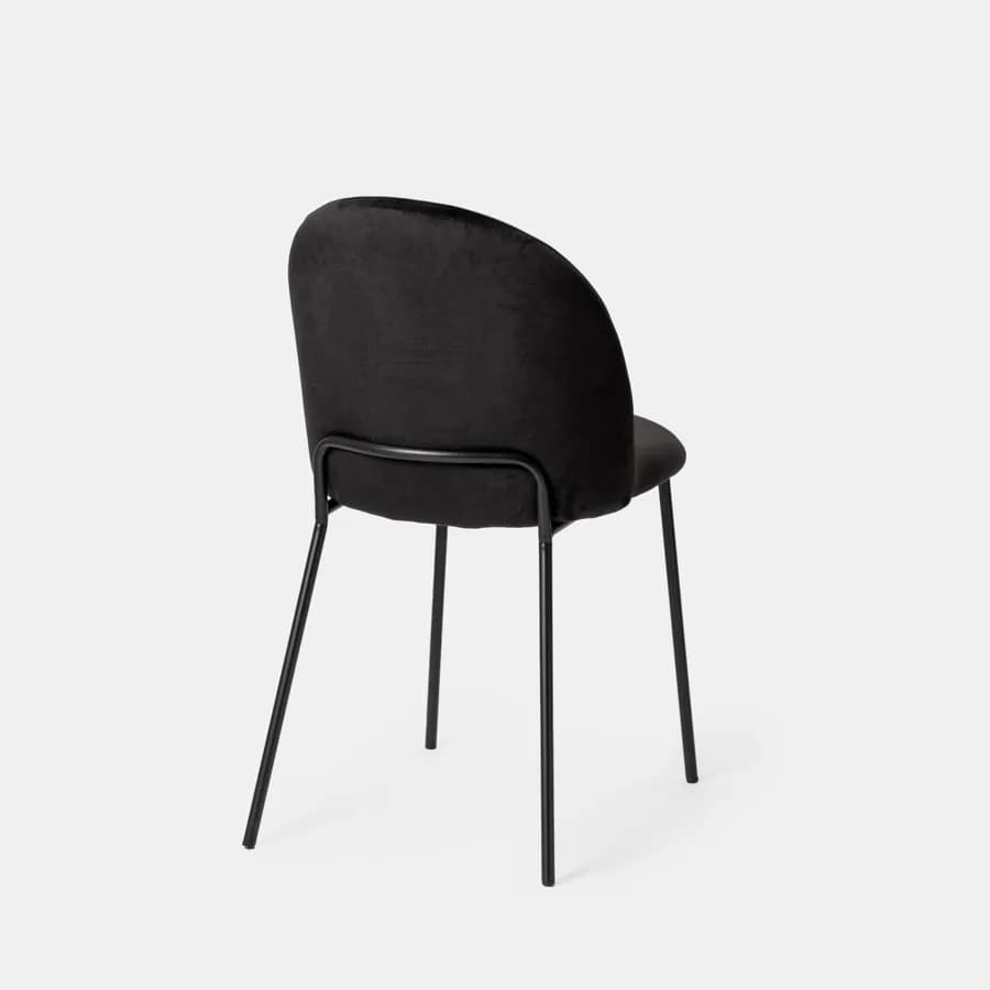 Sedia in velluto nero con gambe in metallo - Zilla